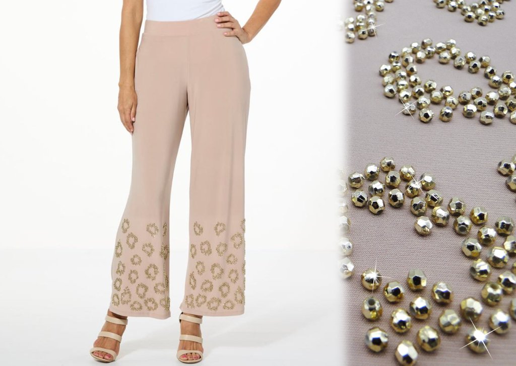 Pink Silver Beaded V-Neck Top