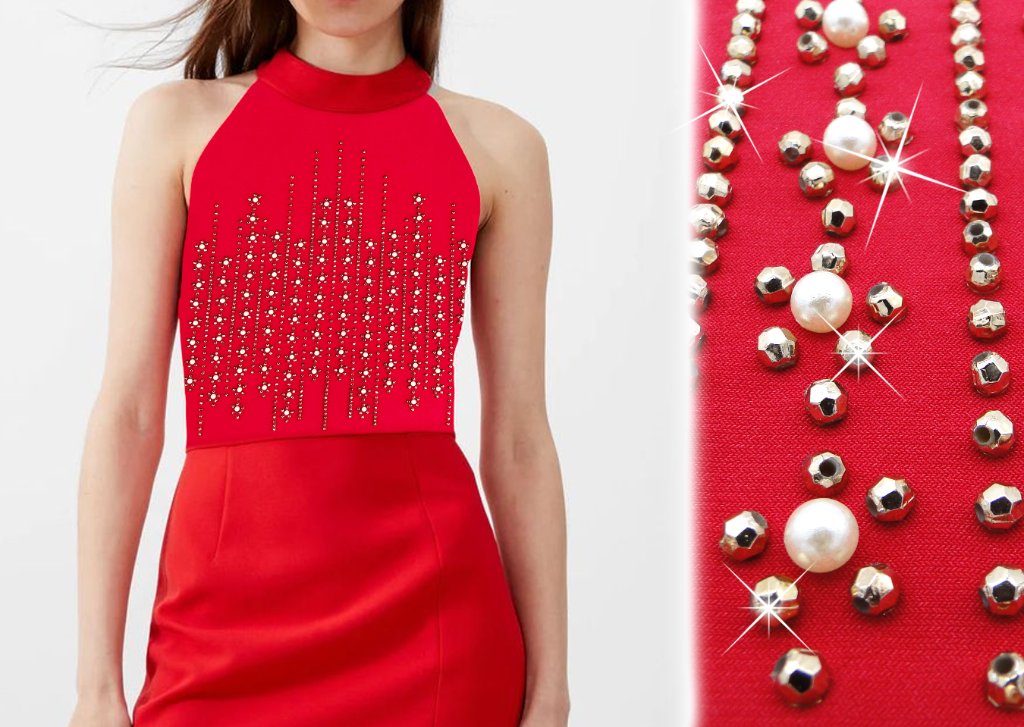 Red Beaded Halter Top