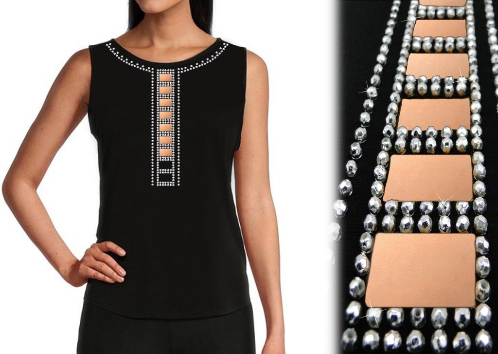 Black Beaded Neckline Top
