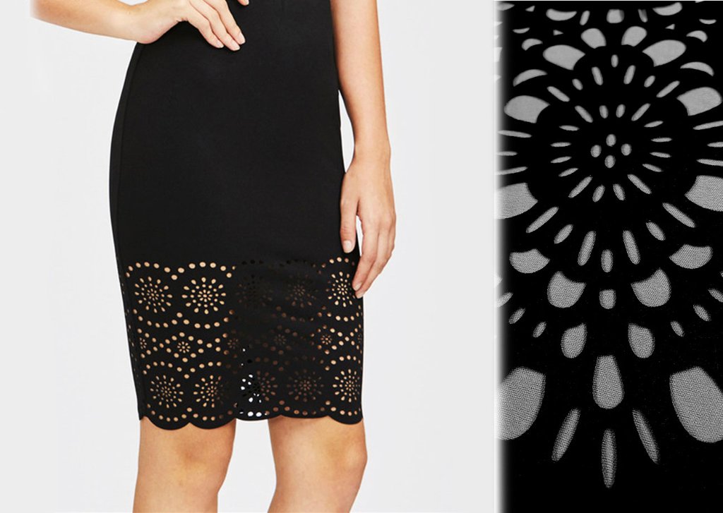 Black Laser Cut Sunburst Skirt