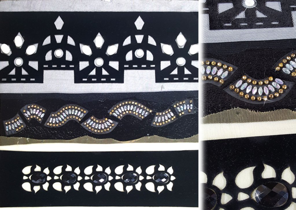 Black Laser Cut Beaded Trims