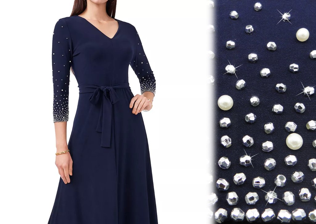 Navy Pearl Beaded Dress