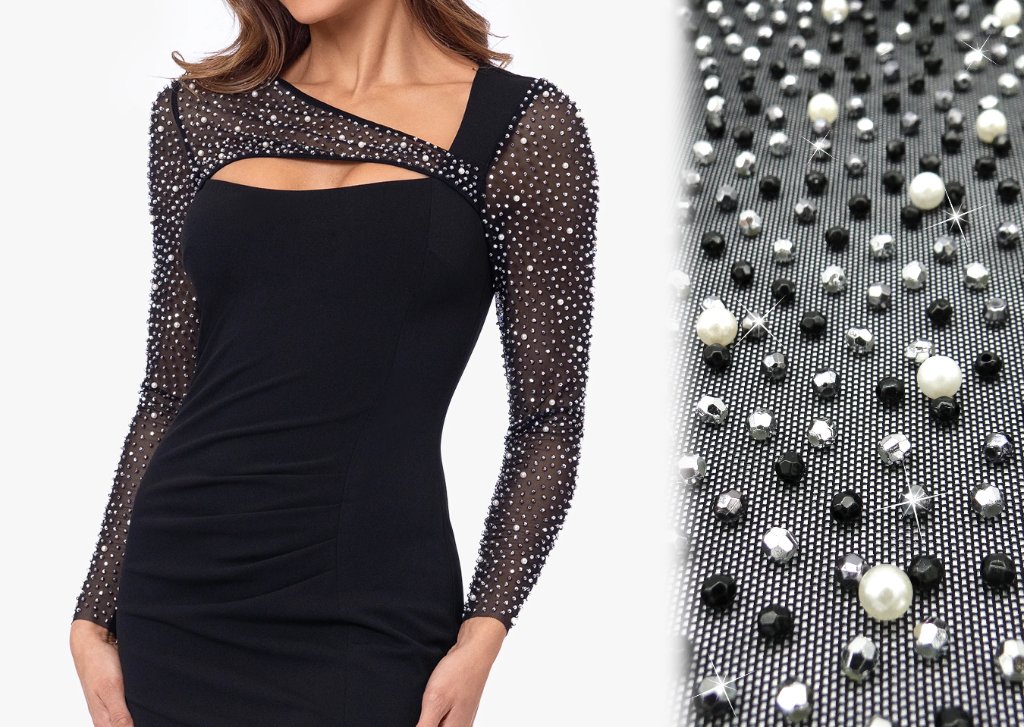Navy Beaded Cuff Dress