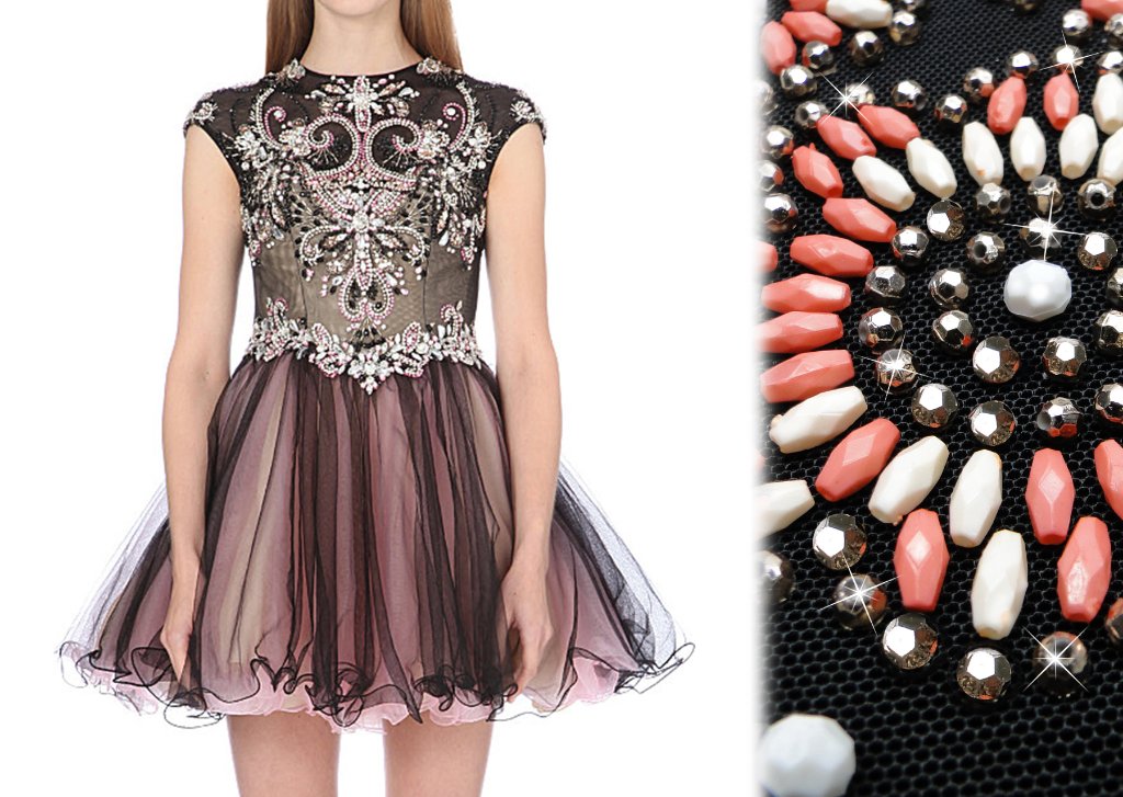 Coral & Pearl Beaded Bodice
