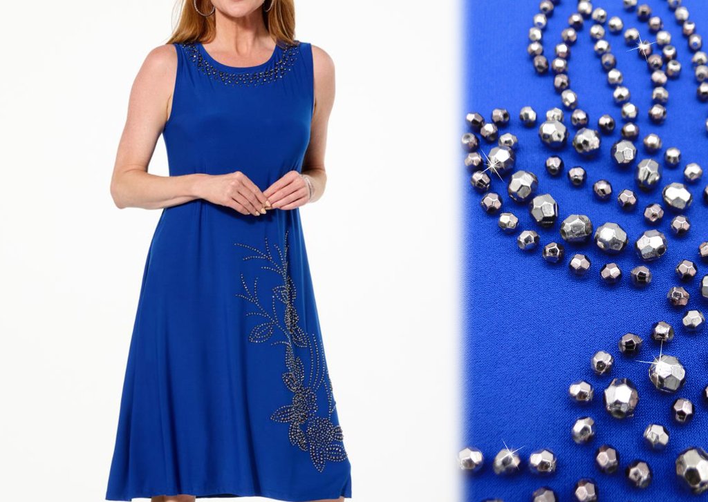Royal Blue Beaded Paisley Dress