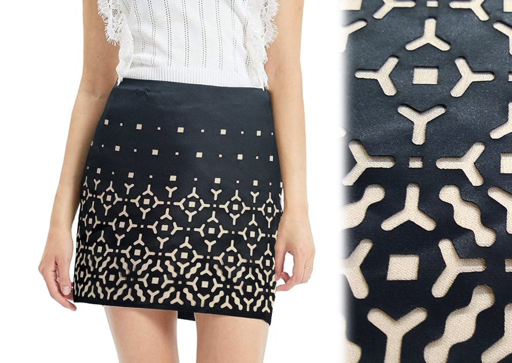 Black & White Houndstooth Laser Cut Dress