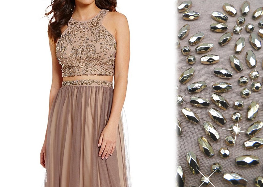 Silver Teardrop Beaded Crop Top