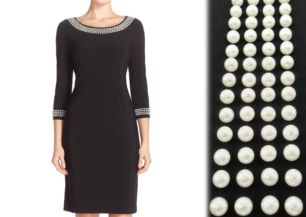 Black Pearl Trim Dress