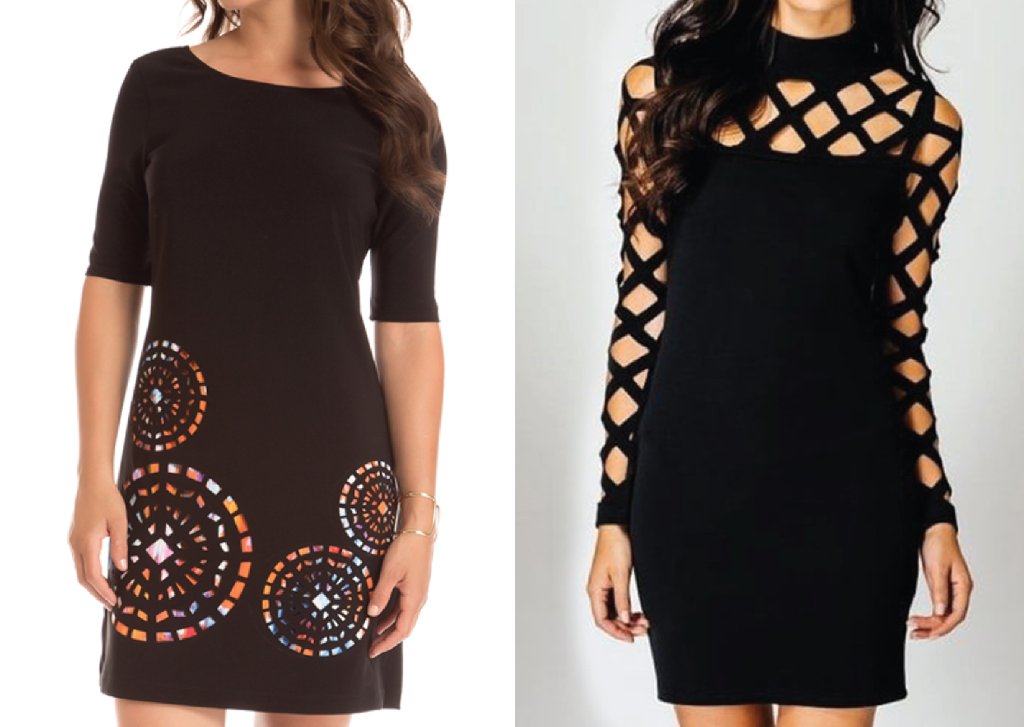 Black Laser Cut Lattice Sleeve Dress