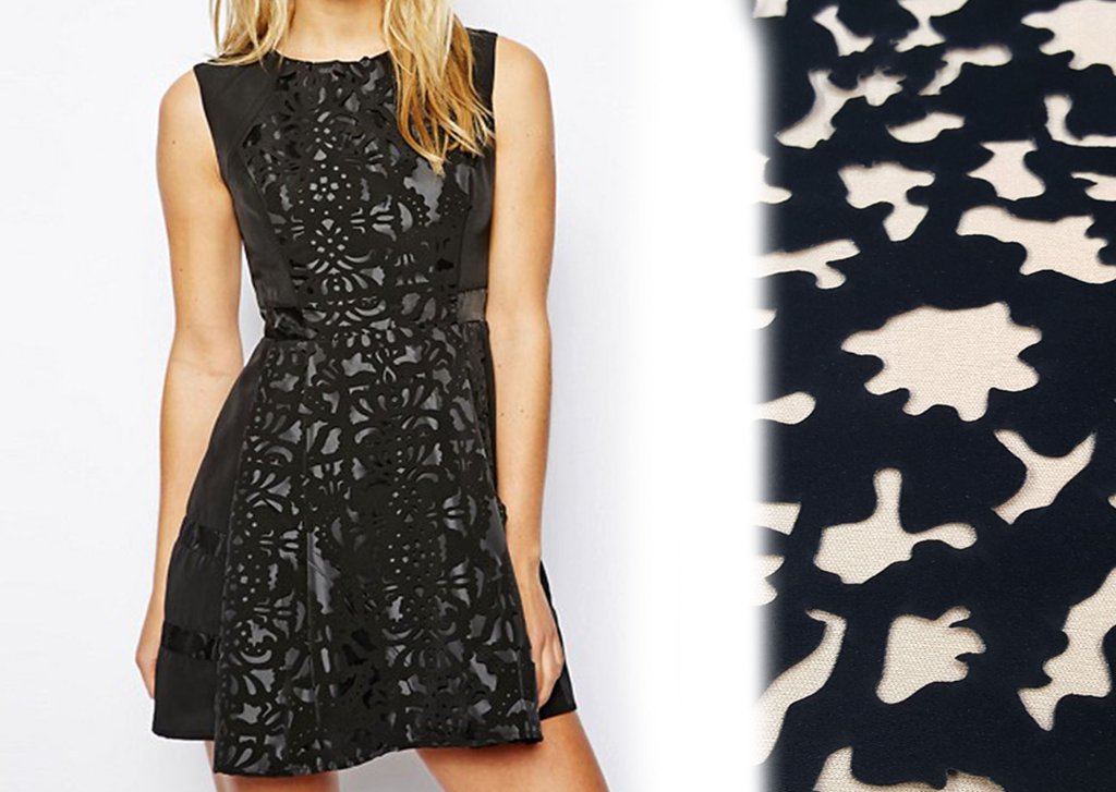 Black Floral Laser Cut Dress