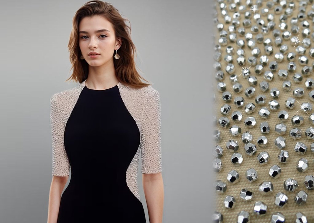 Silver Crystal Beaded Sleeves