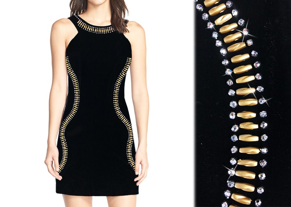 Black Gold Beaded Dress
