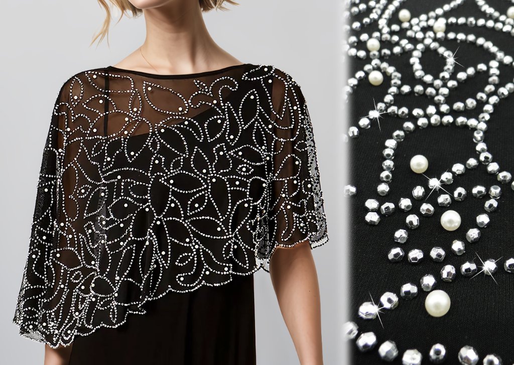 Pearl Scroll Beaded Overlay