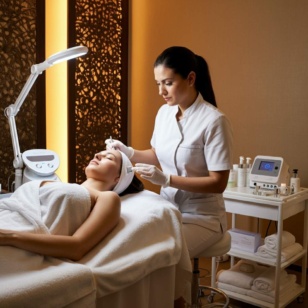 Esteticista realizando tratamento