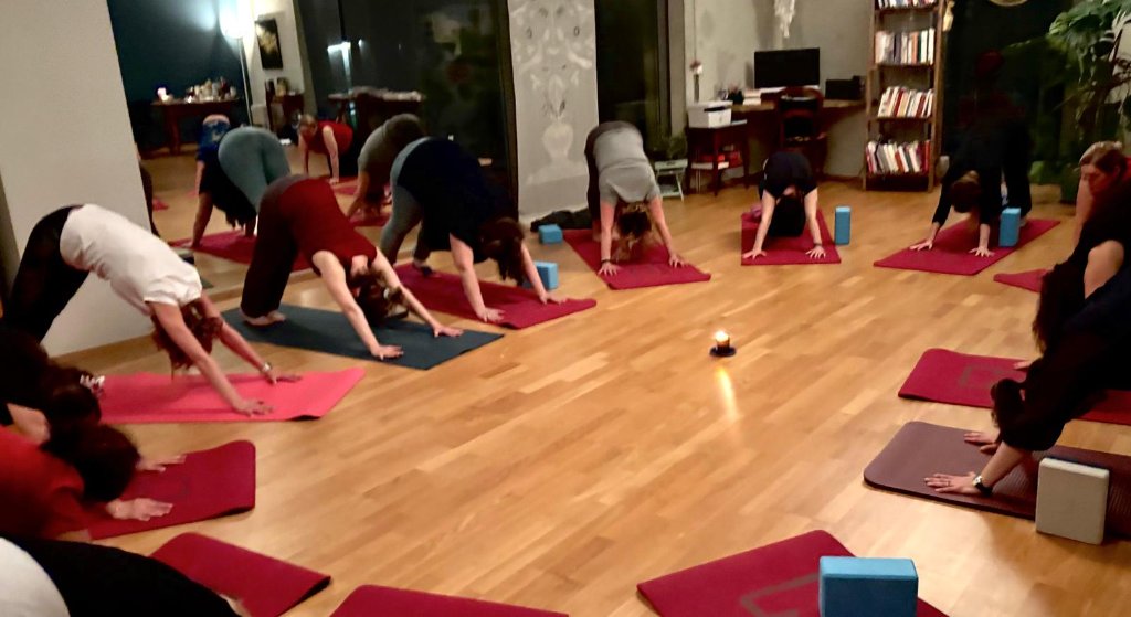 Yoga class in session