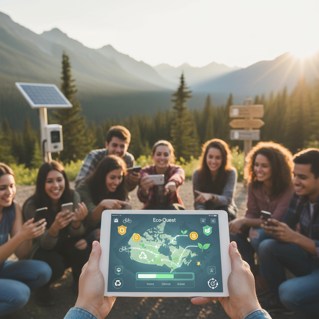 Gamified app rewarding travelers for completing sustainable travel challenges. - AI generated hero