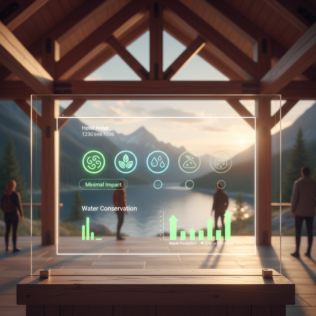Ecological footprint rating system for hotels displayed on booking platforms. - AI generated hero