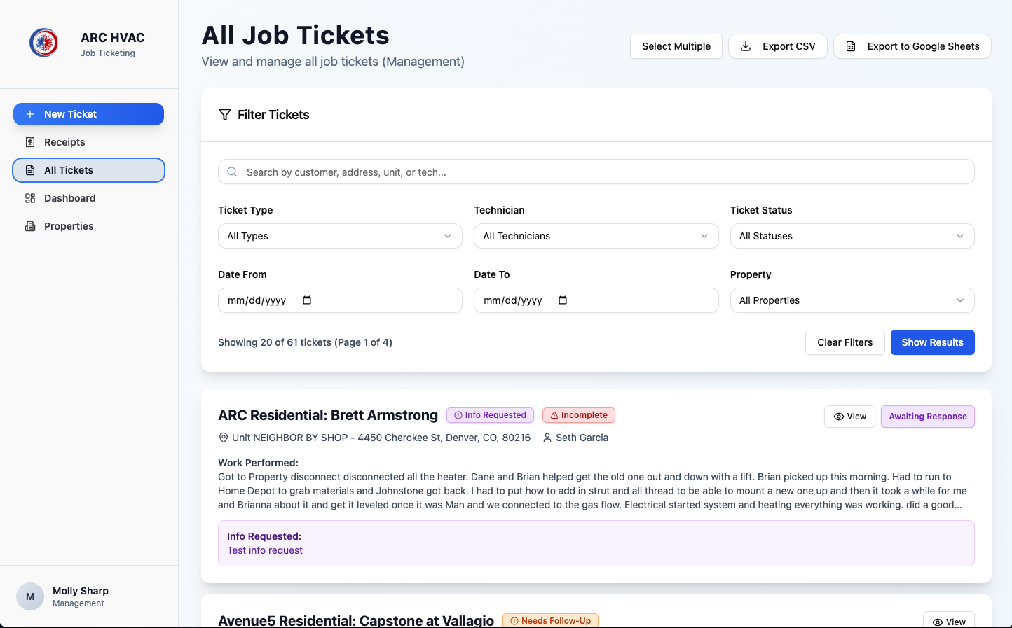 Service Pro: HVAC Job Ticketing template preview