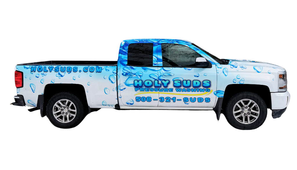Holy Suds professional pressure washing service truck serving Massachusetts