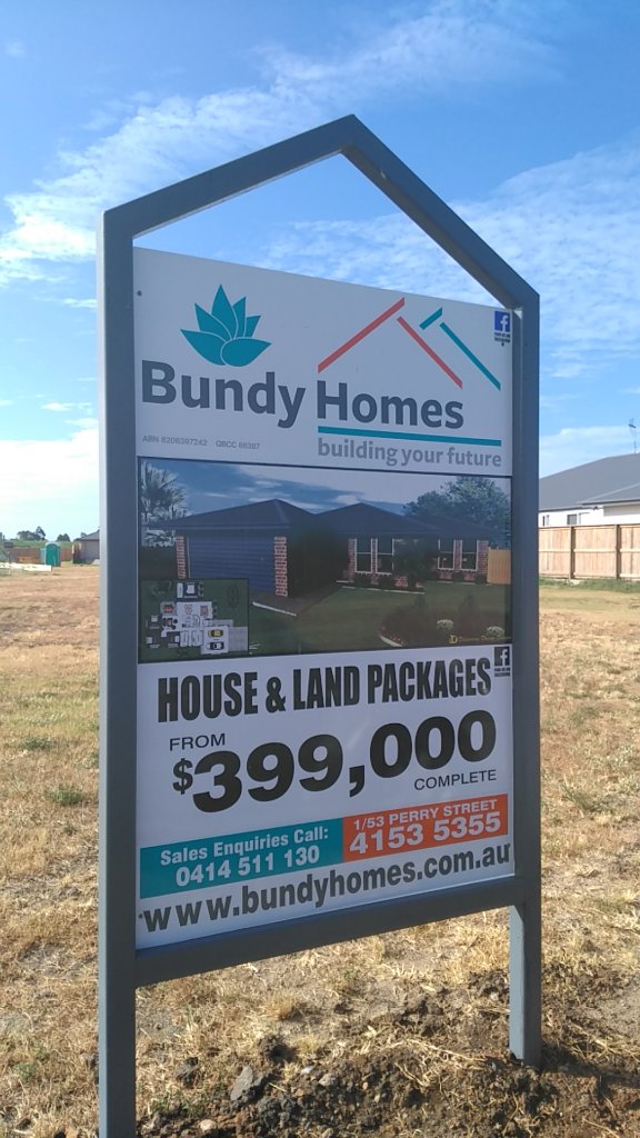 Bundy Homes — House & Land Sign (manufactured in-house, installation by others)