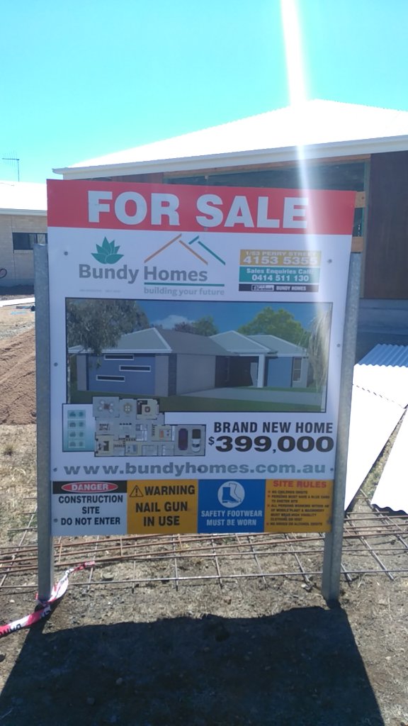 Bundy Homes — For Sale Board (manufactured in-house, installation by others)