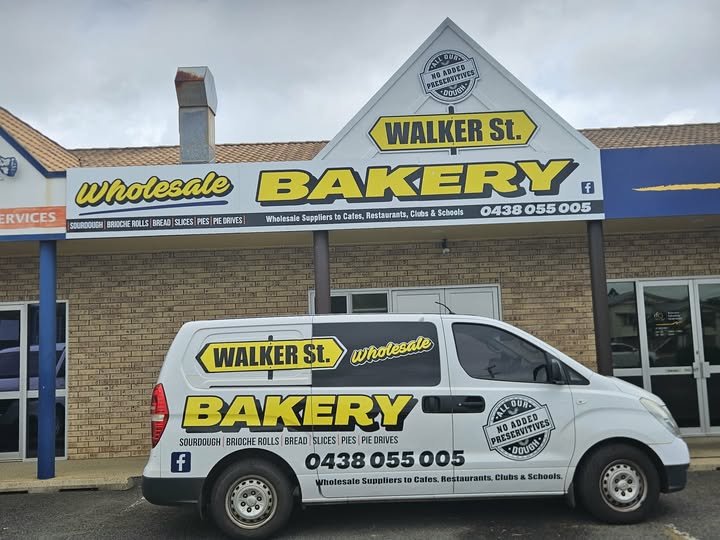 Walker St Bakery shopfront fascia sign and branded delivery van by Terry Signs Bundaberg