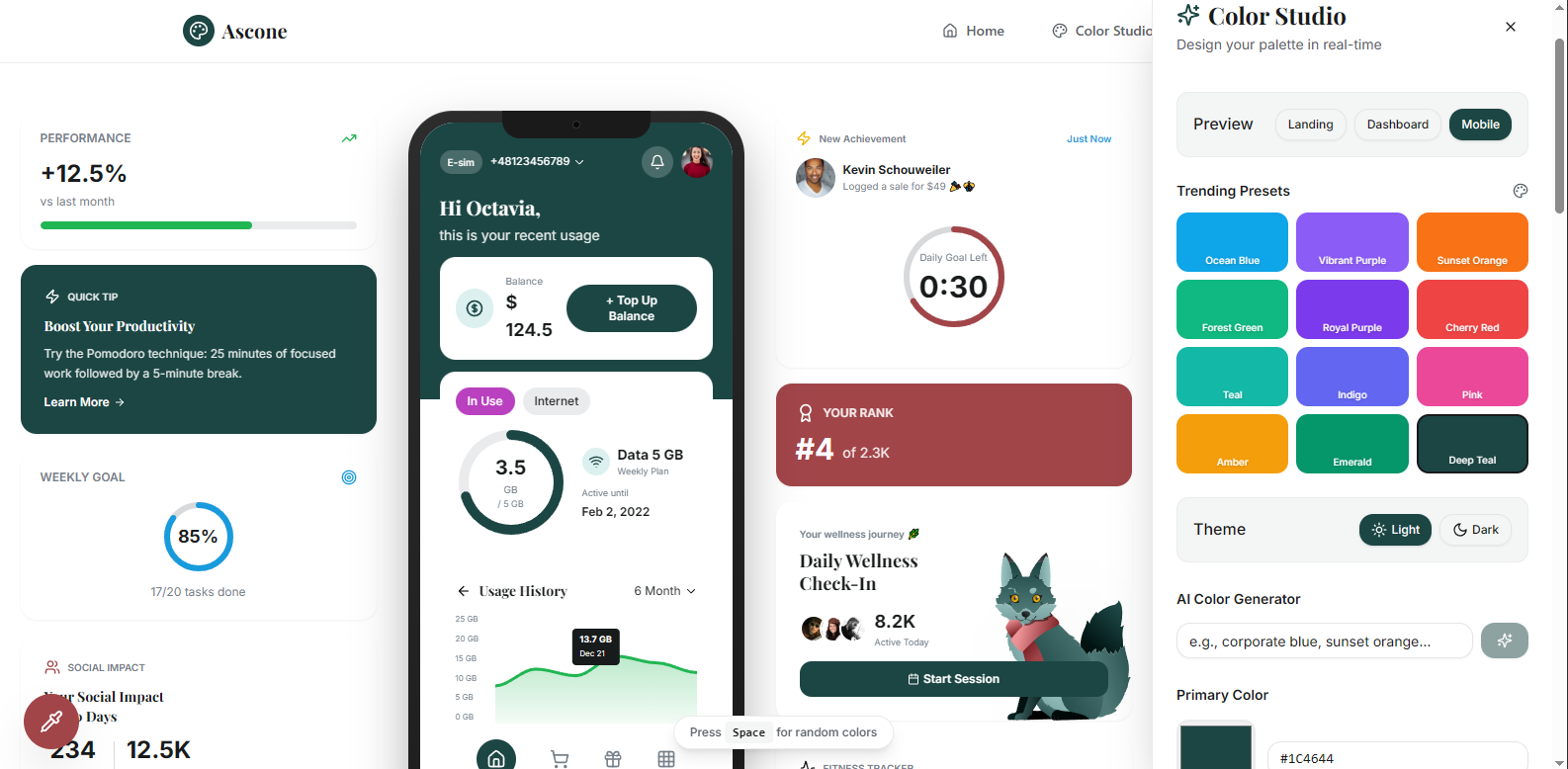 ColorYX template preview
