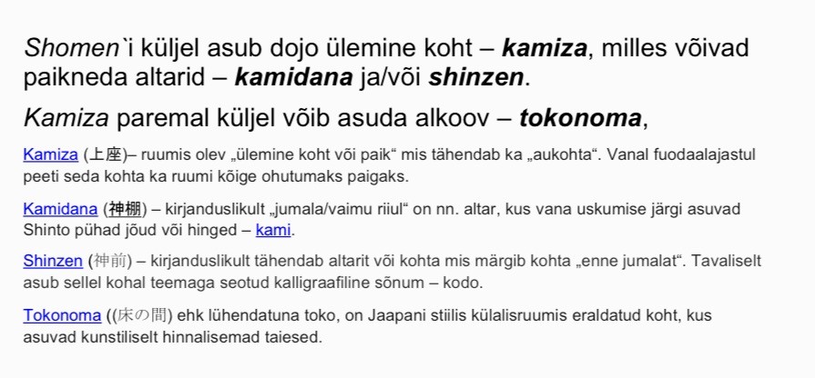 Taikikai dojo terminid