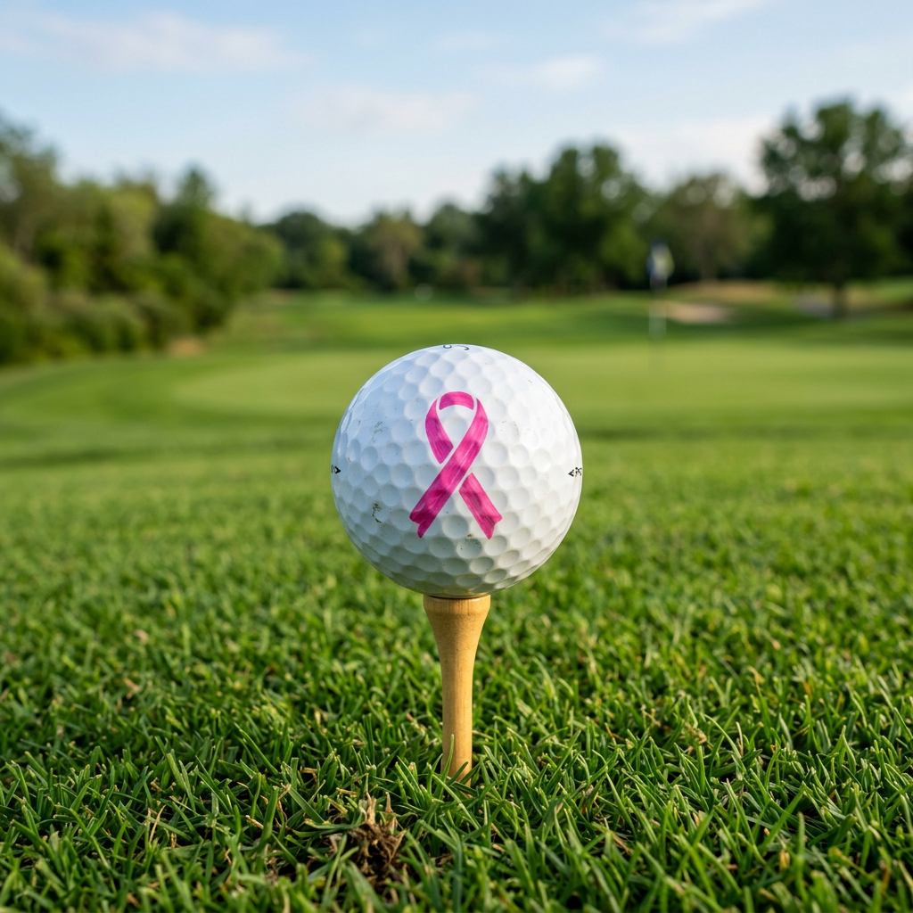 Golf Ball with Pink Ribbon