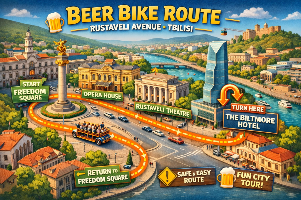 Beer Bike Route - Rustaveli Avenue, Tbilisi