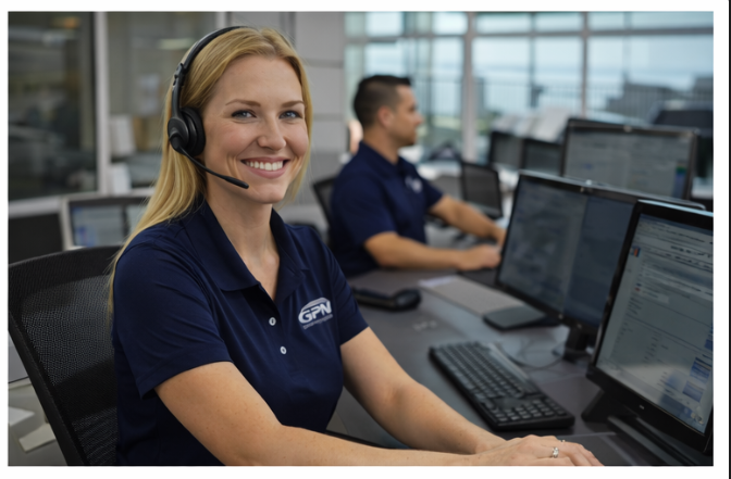 GPN blonde worker at customer service desk
