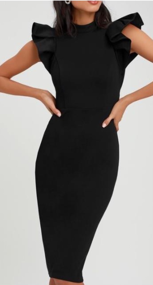 Female performer outfit example - elegant black dress