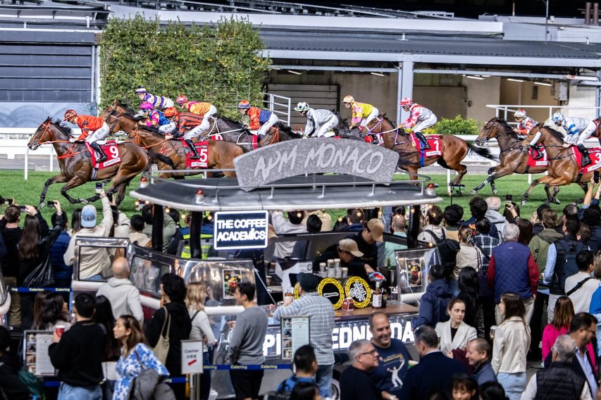 APM Monaco themed race night with spectators at the Beer Garden