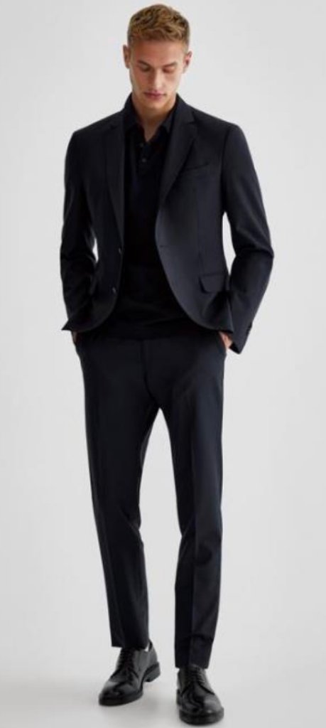 Male performer outfit example - dark blazer with white shirt