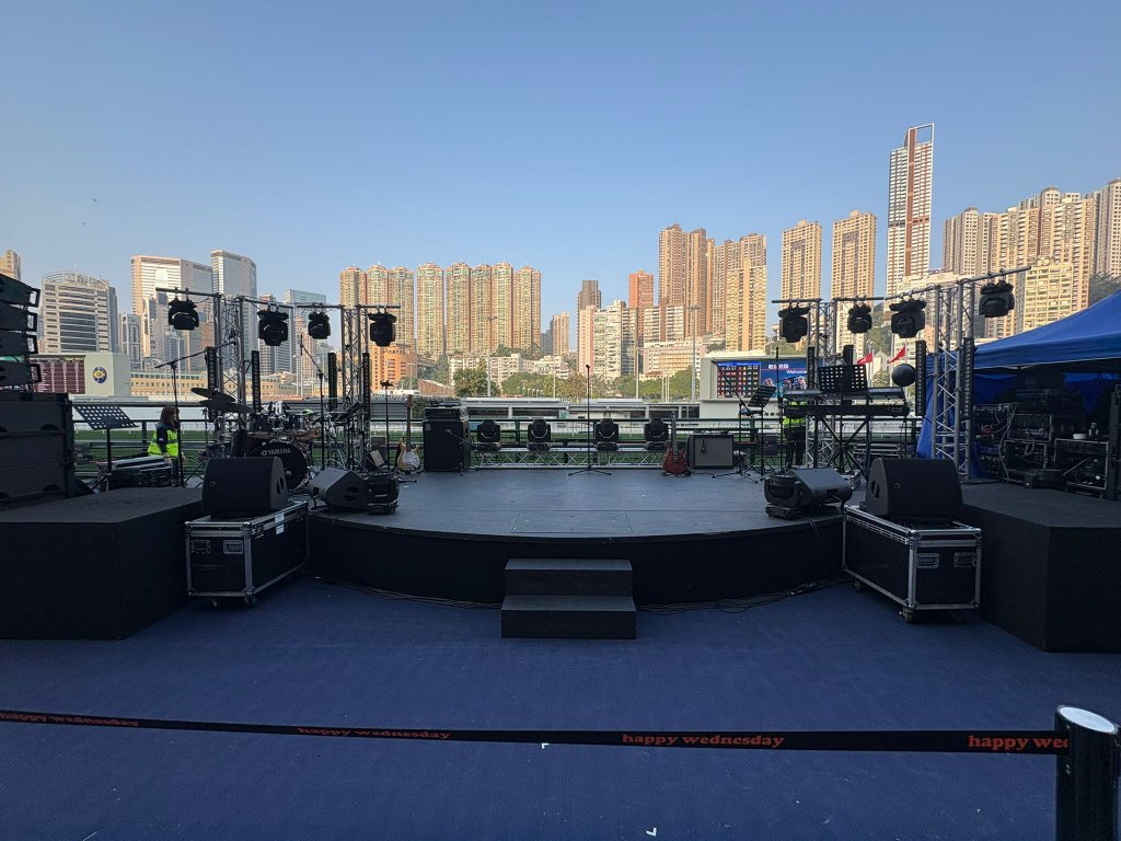 Happy Wednesday stage setup at Happy Valley Racecourse