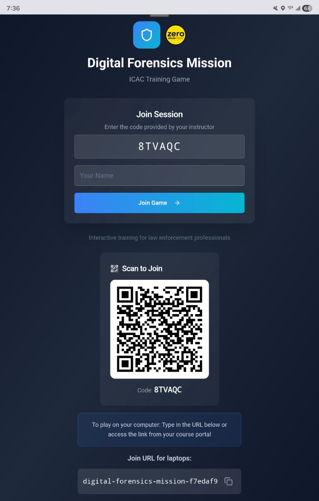 Session join interface with code entry.