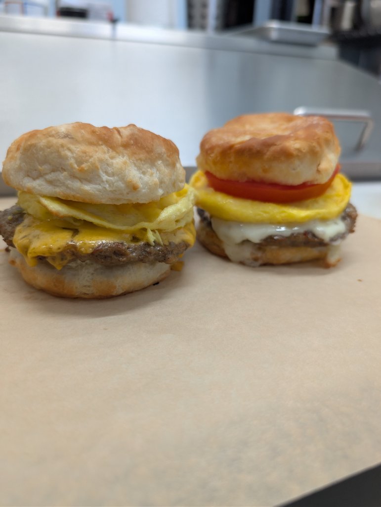Bacon or Sausage Egg & Cheese Biscuit