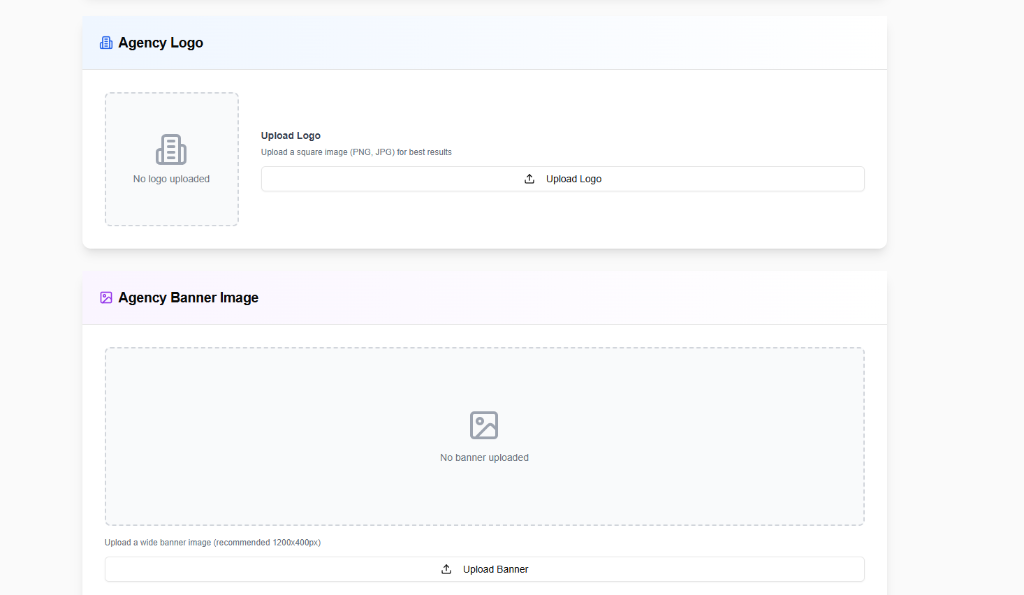 CastingCrowd agency profile setup showing logo upload and branding options