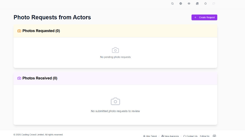 CastingCrowd photo request management for agents reviewing actor submissions