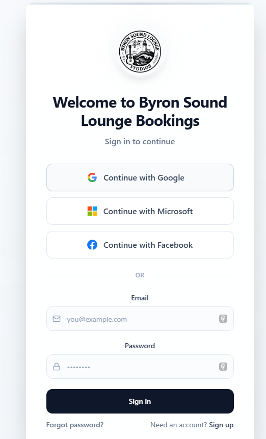 Booking platform for music studios template preview