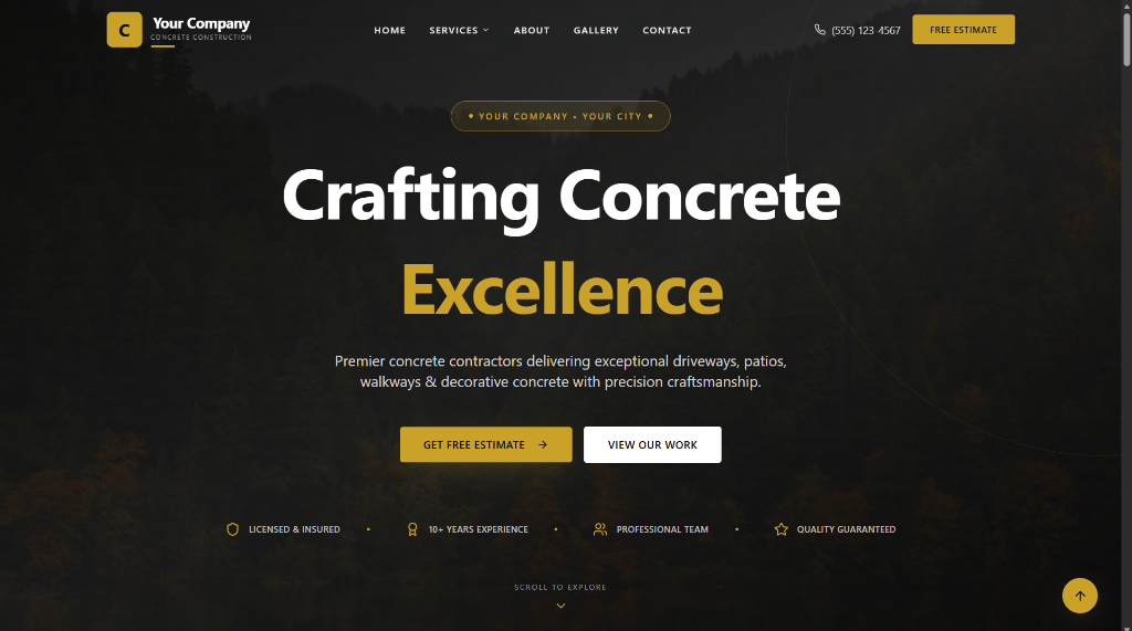 Concrete & Construction template preview