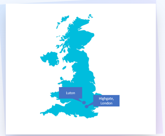 UK Map with locations