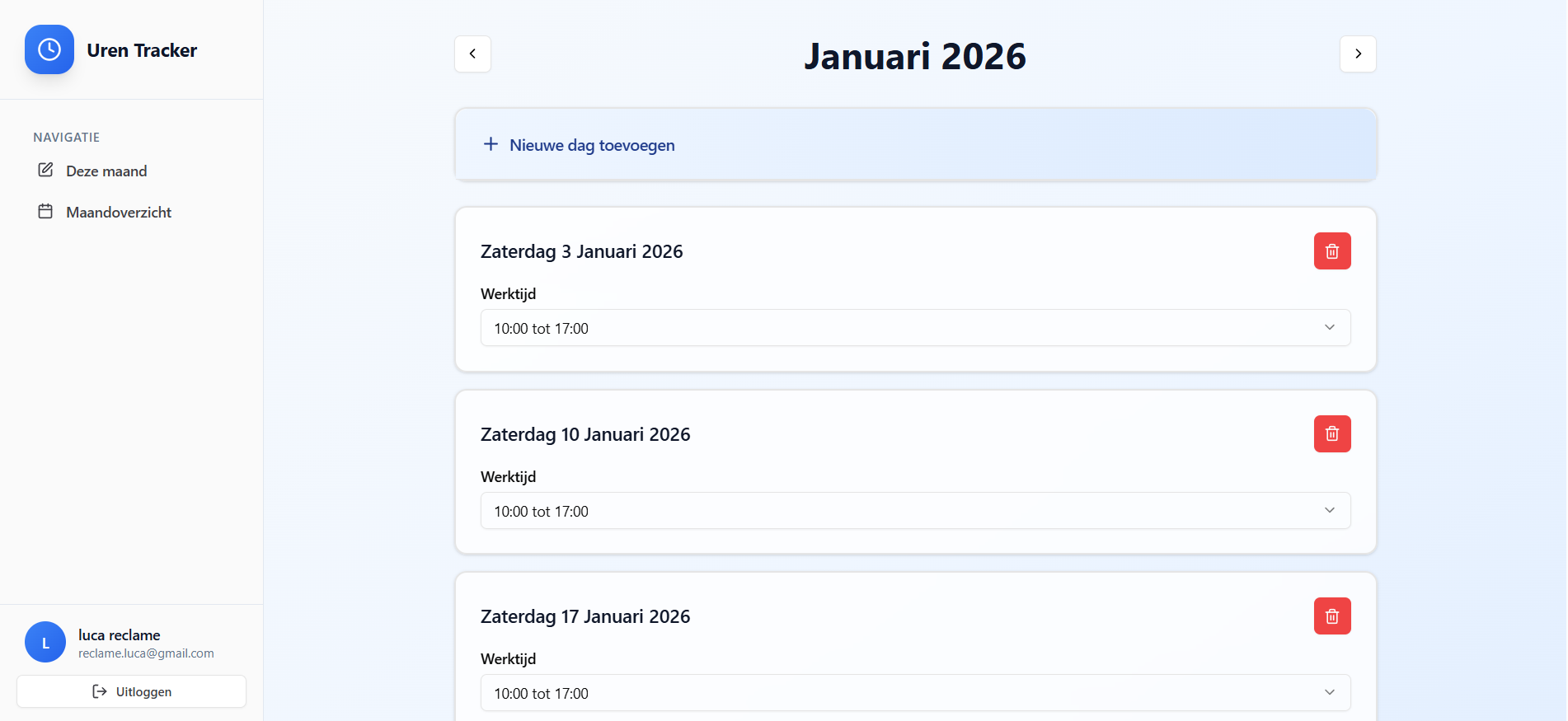 Uren Tracker template preview