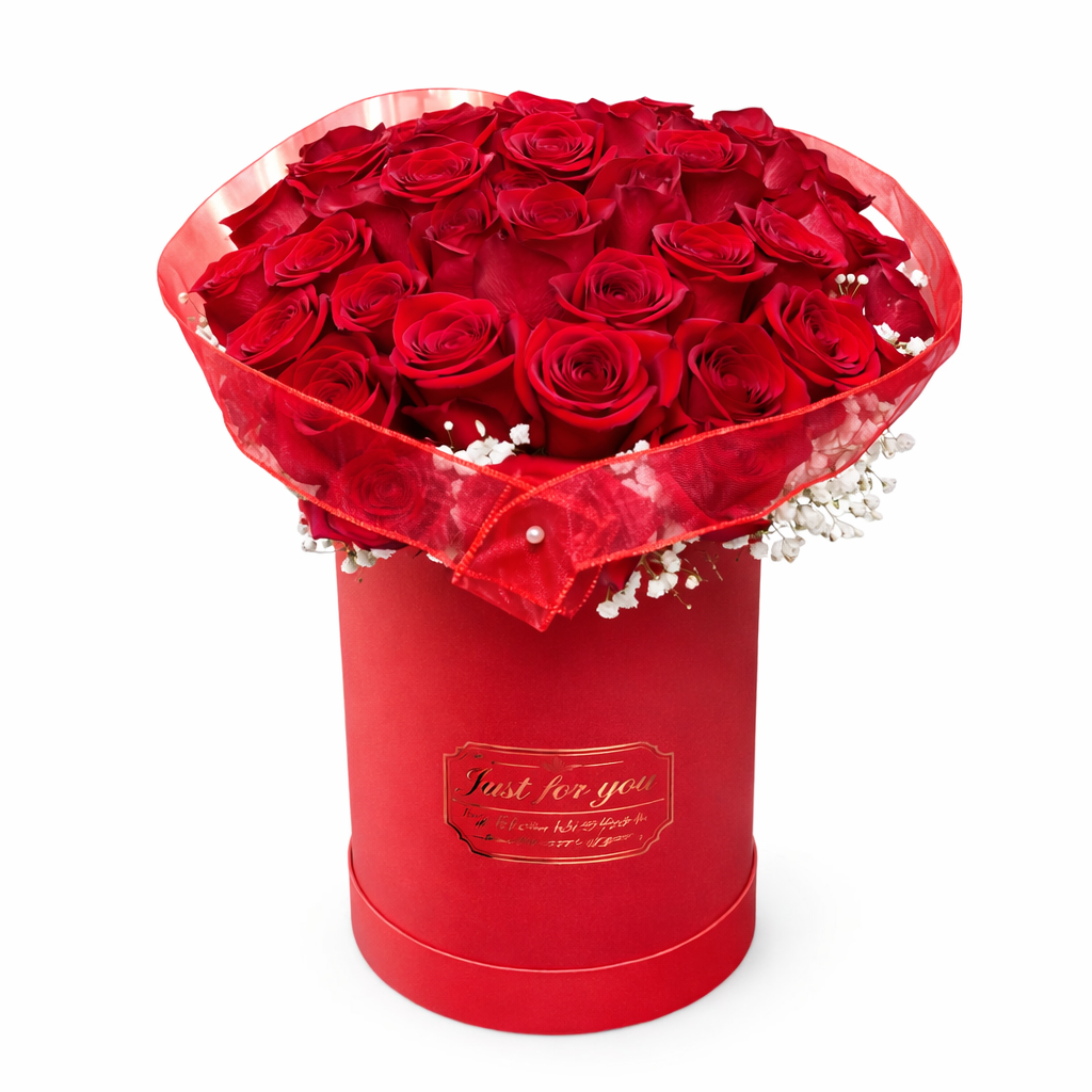 Just for You Red Rose Box - Fresh flower arrangement from Granada Hills Florist, flowers for valentines