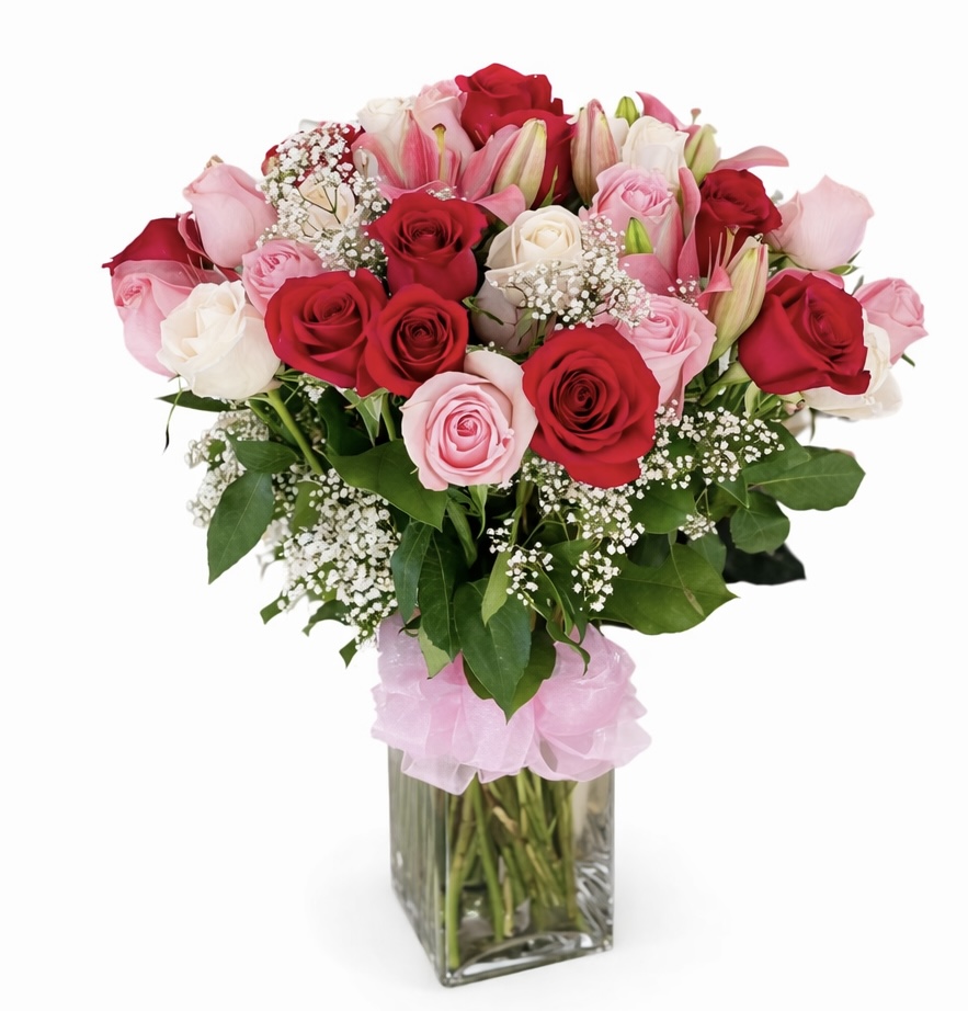 Pink & Red Rose  - Fresh flower arrangement from Granada Hills Florist, flowers for valentines