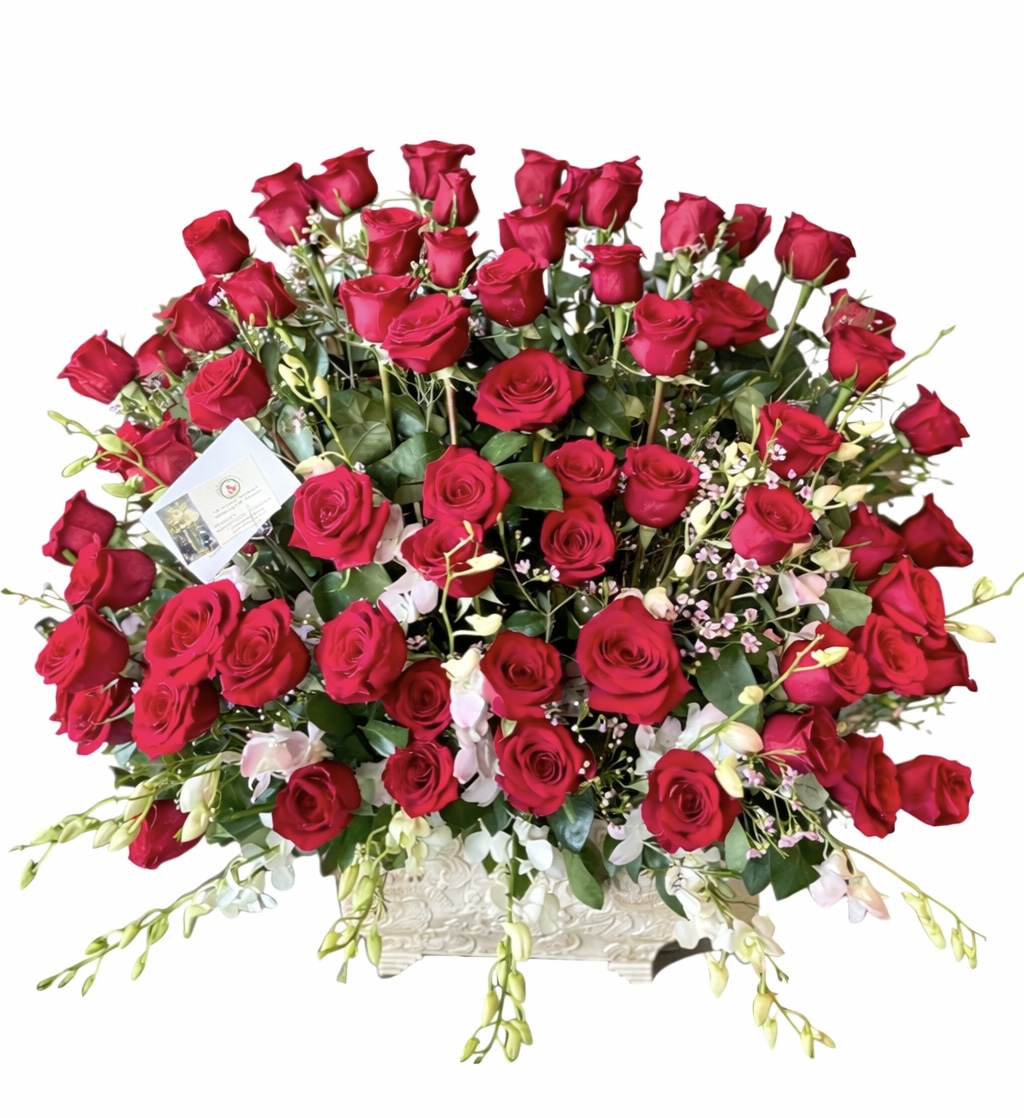 Crimson Elegance Ros - Fresh flower arrangement from Granada Hills Florist, flowers for valentines