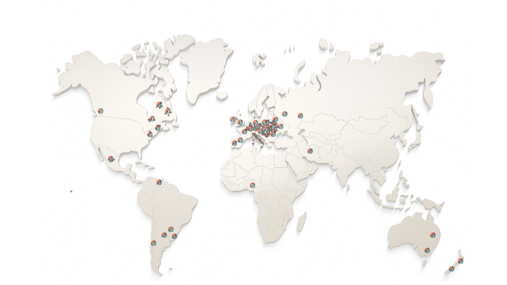 A. Restelli nel mondo - 950 impianti installati in 5 continenti