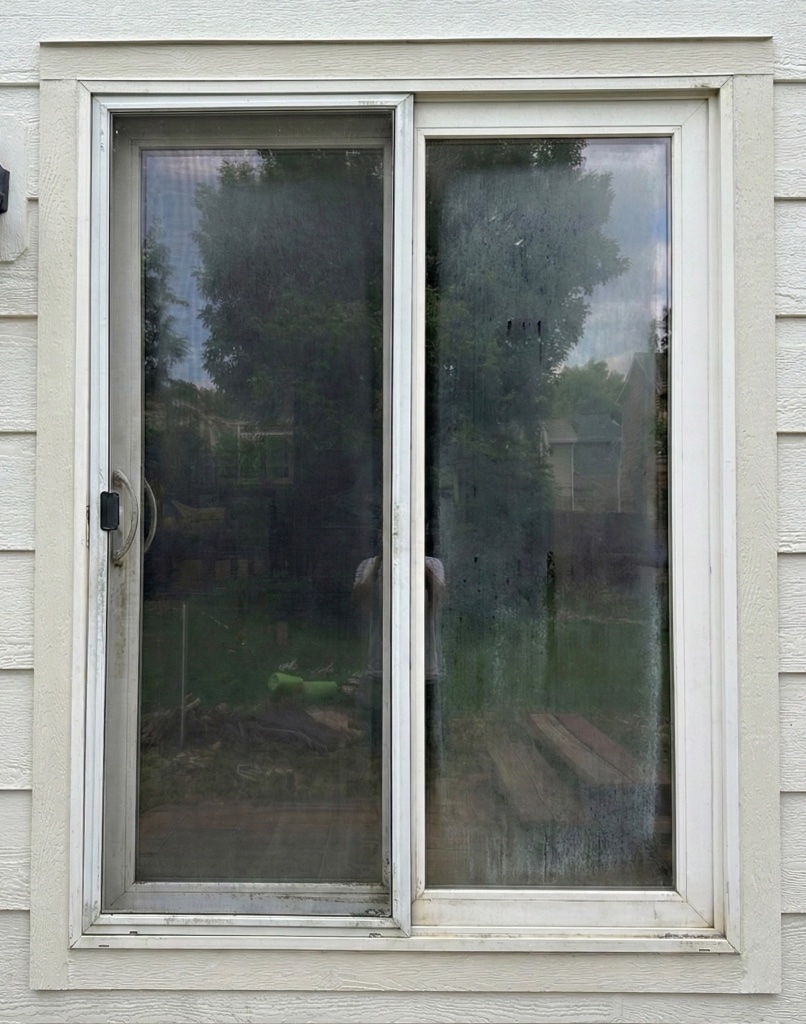 Patio Slider to French Door Upgrade — before installation