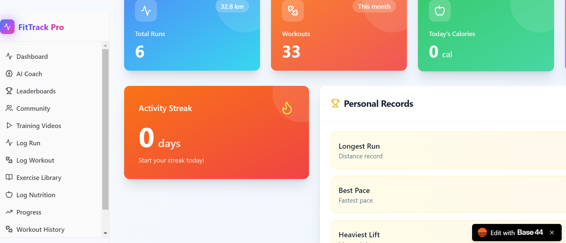 Fittrack template preview