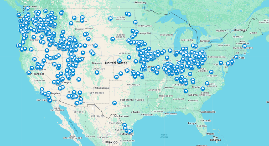 Map of schools with Morgan Flag installations across the United States